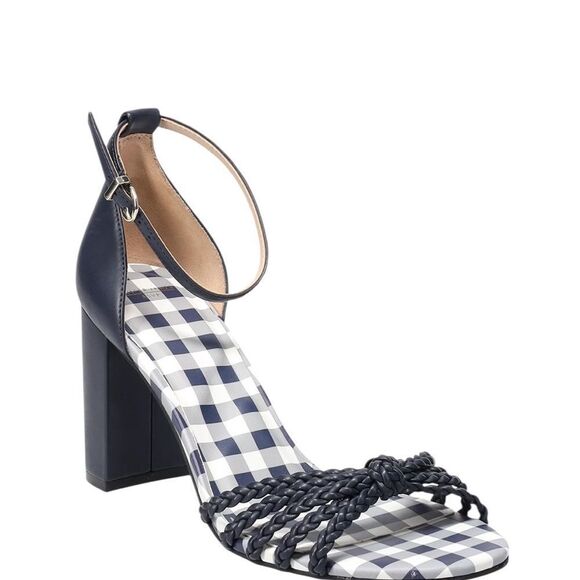 Draper James Elisa Blue Gingham Block Heel Sandals |10 - Picture 1 of 9